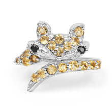 Load image into Gallery viewer, 1.00 Carat Genuine Citrine &amp; Black Spinel .925 Sterling Silver Ring
