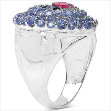 Load image into Gallery viewer, 3.31 Carat Genuine London Blue Topaz , Ruby &amp; Tanzanite .925 Sterling Silver Ring

