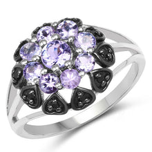 将图片加载到图库查看器，1.18 Carat Genuine Tanzanite and Black Spinel .925 Sterling Silver Ring
