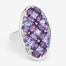 将图片加载到图库查看器，3.13 Carat Genuine Amethyst, Tanzanite and White Topaz .925 Sterling Silver Ring
