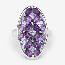 将图片加载到图库查看器，3.13 Carat Genuine Amethyst, Tanzanite and White Topaz .925 Sterling Silver Ring
