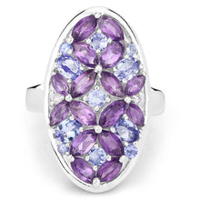 将图片加载到图库查看器，3.13 Carat Genuine Amethyst, Tanzanite and White Topaz .925 Sterling Silver Ring
