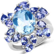 Load image into Gallery viewer, 6.52 Carat Genuine Blue Topaz &amp; Tanzanite .925 Sterling Silver Ring
