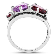 Load image into Gallery viewer, 4.07 Carat Genuine Amethyst, Rhodolite &amp; Black Spinel .925 Sterling Silver Ring
