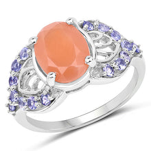 Load image into Gallery viewer, 3.06 Carat Genuine Peach Moonstone and Tanzanite .925 Sterling Silver Ring
