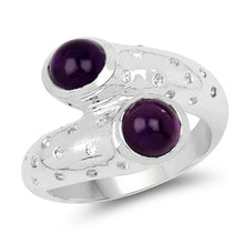Load image into Gallery viewer, 2.31 Carat Genuine Amethyst and White Topaz .925 Sterling Silver Ring

