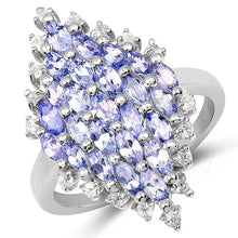 Load image into Gallery viewer, 2.40 Carat Genuine Tanzanite and White Topaz .925 Sterling Silver Ring
