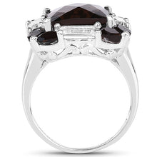 Load image into Gallery viewer, 7.43 Carat Genuine Smoky Quartz &amp; White Topaz .925 Sterling Silver Ring
