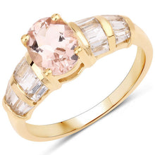 Load image into Gallery viewer, 1.88 Carat Genuine Morganite and White Topaz .925 Sterling Silver Ring
