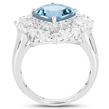 Load image into Gallery viewer, 5.19 Carat Genuine London Blue Topaz &amp; White Topaz .925 Sterling Silver Ring
