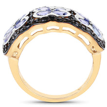 Load image into Gallery viewer, 14K Yellow Gold Plated 2.60 Carat Genuine Tanzanite and Black Spinel .925 Sterling Silver Ring
