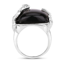 Load image into Gallery viewer, 21.04 Carat Genuine Black Onyx and White Topaz .925 Sterling Silver Ring
