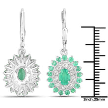 Load image into Gallery viewer, 6.53 Carat Genuine Zambian Emerald and White Topaz .925 Sterling Silver 3 Piece Jewelry Set (Ring, Earrings, and Pendant w/ Chain)
