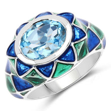 Load image into Gallery viewer, 3.25 Carat Genuine Swiss Blue Topaz .925 Sterling Silver Ring
