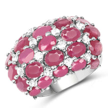 Load image into Gallery viewer, 8.54 Carat Glass Filled Ruby and White Topaz .925 Sterling Silver Ring
