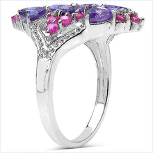 Load image into Gallery viewer, 2.58 Carat Genuine Amethyst &amp; Ruby .925 Sterling Silver Ring
