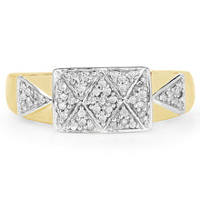 将图片加载到图库查看器，14K Yellow Gold Plated 0.21 Carat Genuine White Diamond .925 Sterling Silver Ring
