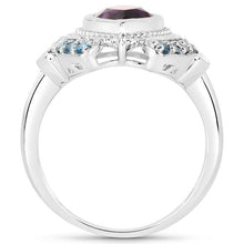 Load image into Gallery viewer, 3.06 Carat Genuine Amethyst and London Blue Topaz .925 Sterling Silver Ring
