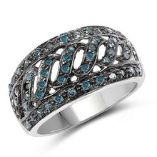 Load image into Gallery viewer, 0.60 Carat Genuine Blue Diamond .925 Sterling Silver Ring
