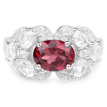 Load image into Gallery viewer, 3.16 Carat Genuine Rhodolite and White Zircon .925 Sterling Silver Ring
