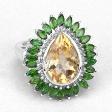 Load image into Gallery viewer, 7.02 Carat Genuine Citrine and Chrome Diopside .925 Sterling Silver Ring

