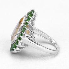 Load image into Gallery viewer, 7.02 Carat Genuine Citrine and Chrome Diopside .925 Sterling Silver Ring
