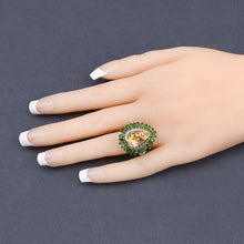 Load image into Gallery viewer, 7.02 Carat Genuine Citrine and Chrome Diopside .925 Sterling Silver Ring

