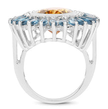 Load image into Gallery viewer, 7.54 Carat Genuine Citrine &amp; London Blue Topaz .925 Sterling Silver Ring
