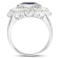 Load image into Gallery viewer, 3.06 Carat Glass Filled Sapphire and White Topaz .925 Sterling Silver Ring
