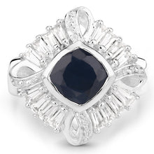 Load image into Gallery viewer, 3.06 Carat Glass Filled Sapphire and White Topaz .925 Sterling Silver Ring
