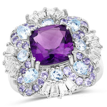Load image into Gallery viewer, 8.38 Carat Genuine Multi Stones .925 Sterling Silver Ring
