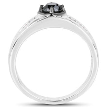 Load image into Gallery viewer, 0.65 Carat Genuine Black Diamond and White Diamond .925 Sterling Silver Ring
