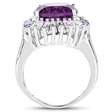 Load image into Gallery viewer, 5.24 Carat Genuine Amethyst, Tanzanite &amp; White Topaz .925 Sterling Silver Ring
