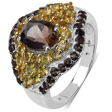 Load image into Gallery viewer, 2.56 Carat Genuine Smoky Quartz &amp; Citrine .925 Sterling Silver Ring
