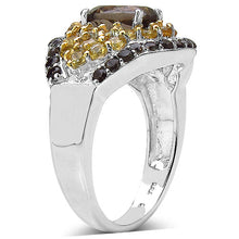 Load image into Gallery viewer, 2.56 Carat Genuine Smoky Quartz &amp; Citrine .925 Sterling Silver Ring
