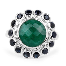 Load image into Gallery viewer, 6.88 Carat Dyed Emerald &amp; Blue Sapphire .925 Sterling Silver Ring
