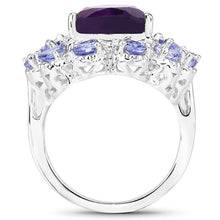 Load image into Gallery viewer, 5.82 Carat Genuine Amethyst and Tanzanite .925 Sterling Silver Ring
