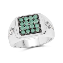 Load image into Gallery viewer, 0.60 Carat Genuine Emerald &amp; White Diamond .925 Sterling Silver Ring
