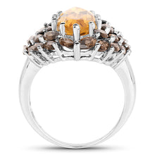 Load image into Gallery viewer, 6.20 Carat Genuine Citrine &amp; Smoky Quartz .925 Sterling Silver Ring
