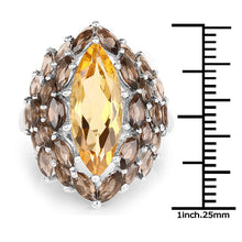 Load image into Gallery viewer, 6.20 Carat Genuine Citrine &amp; Smoky Quartz .925 Sterling Silver Ring
