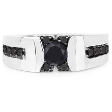 将图片加载到图库查看器，0.83 Carat Genuine Black Diamond .925 Sterling Silver Ring
