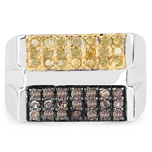 Load image into Gallery viewer, 0.63 Carat Genuine Champagne Diamond and Yellow Diamond .925 Sterling Silver Ring
