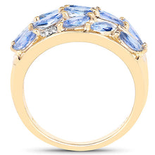 Load image into Gallery viewer, 14K Yellow Gold Plated 1.56 Carat Genuine Tanzanite and White Topaz .925 Sterling Silver Ring
