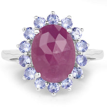 Load image into Gallery viewer, 5.53 Carat Genuine Pink Sapphire &amp; Tanzanite .925 Sterling Silver Ring
