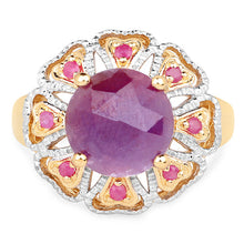 Load image into Gallery viewer, 14K Yellow Gold Plated 5.55 Carat Genuine Pink Sapphire &amp; Ruby .925 Sterling Silver Ring

