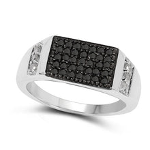 Load image into Gallery viewer, 0.55 Carat Genuine Black Diamond and White Diamond .925 Sterling Silver Ring
