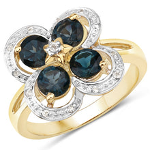 Load image into Gallery viewer, 1.76 Carat Genuine London Blue Topaz and White Topaz .925 Sterling Silver Ring
