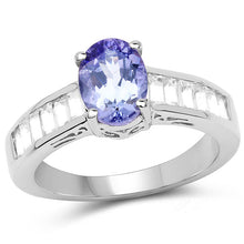 Load image into Gallery viewer, 2.13 Carat Genuine Tanzanite &amp; White Topaz .925 Sterling Silver Ring
