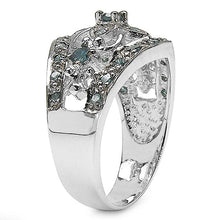 Load image into Gallery viewer, 0.47 Carat Genuine Blue Diamond .925 Sterling Silver Ring
