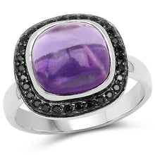 Load image into Gallery viewer, 5.25 Carat Genuine Amethyst &amp; Black Spinel .925 Sterling Silver Ring
